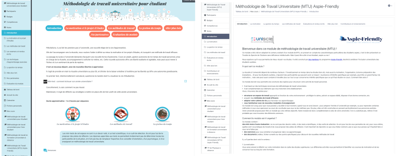 Evolution du thème Moodle pour le cours de MTU