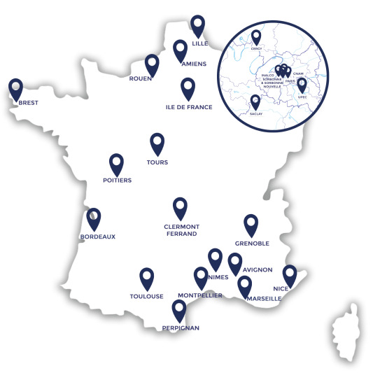 Carte des universités partenaires Aspie-Friendly