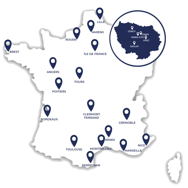 Carte des universités partenaires Aspie-Friendly