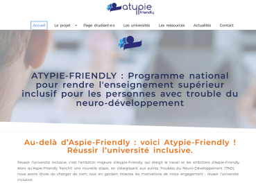 Page d'accueil du site Atypie-Friendly
