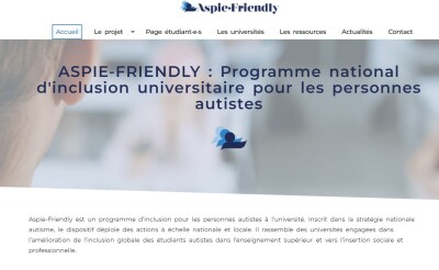 Page d'accueil du site Aspie-Friendly